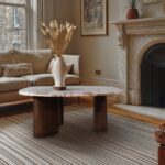 Puglia Marble Top And Oak Wood Base Coffee Table
