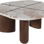 Puglia Marble Top And Oak Wood Base Coffee Table