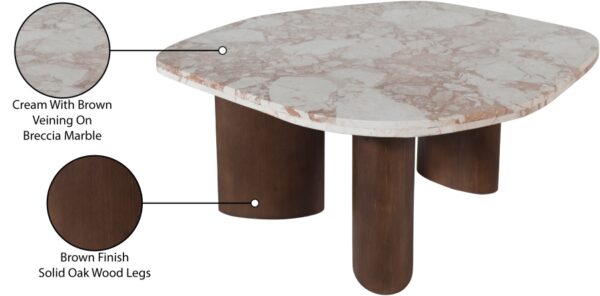 Puglia Marble Top And Oak Wood Base Coffee Table