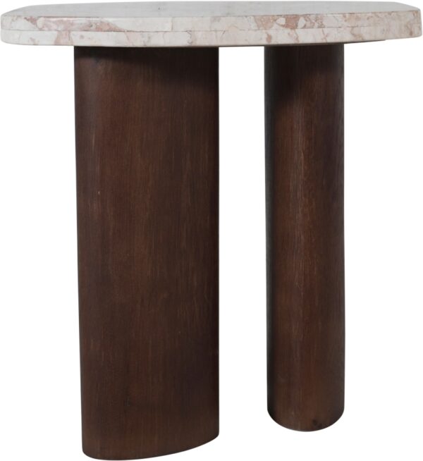 Puglia Marble Top And Oak Wood Base End Table