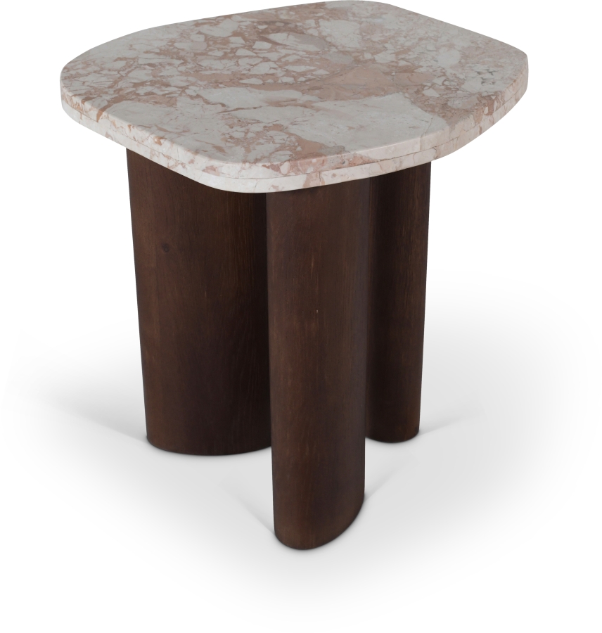 Puglia Marble Top And Oak Wood Base End Table
