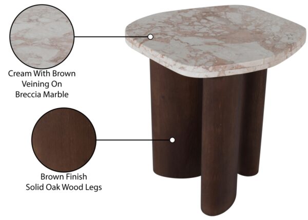 Puglia Marble Top And Oak Wood Base End Table