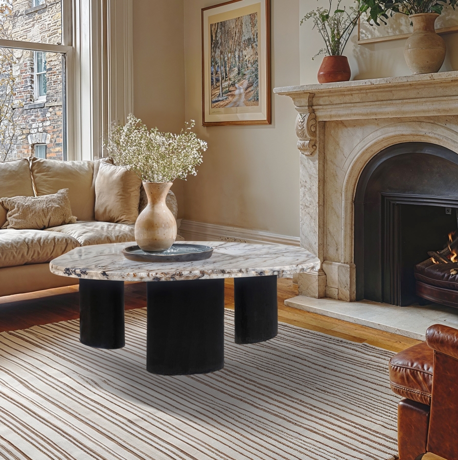 Puglia Marble Top And Oak Wood Base Coffee Table