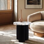 Puglia Marble Top And Oak Wood Base End Table