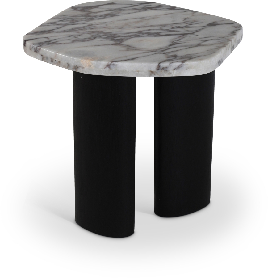 Puglia Marble Top And Oak Wood Base End Table