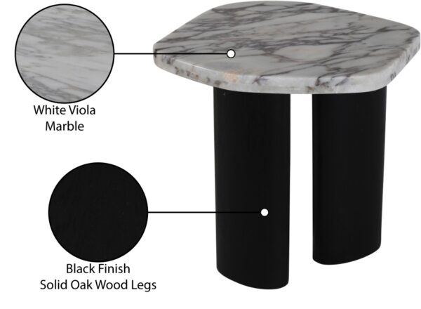 Puglia Marble Top And Oak Wood Base End Table