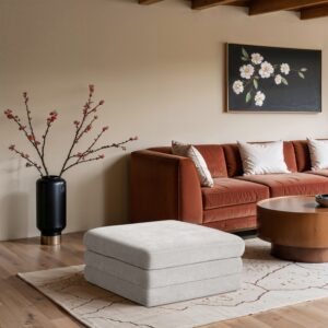 Stellar Chenille Fabric Upholstered Modular Ottoman