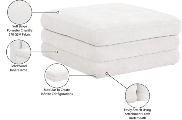 Stellar Chenille Fabric Upholstered Modular Ottoman