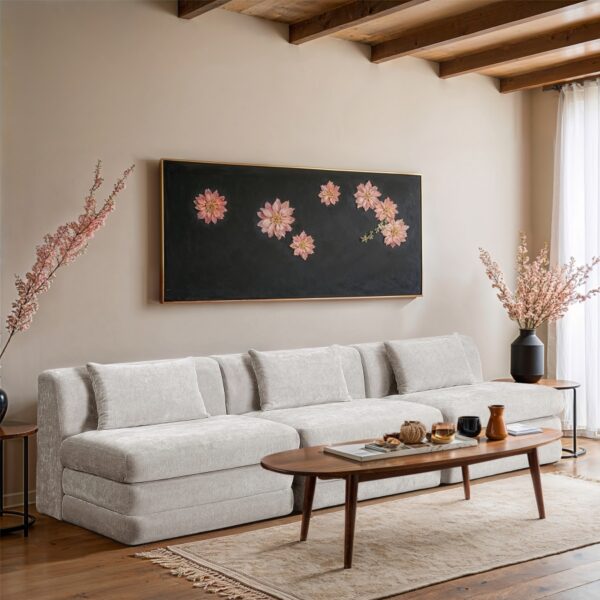 Stellar 114" Chenille Fabric Upholstered 3pc. Modular Sofa