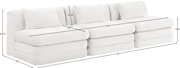Stellar 114" Chenille Fabric Upholstered 3pc. Modular Sofa
