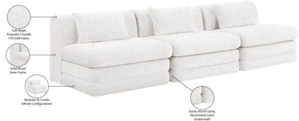 Stellar 114" Chenille Fabric Upholstered 3pc. Modular Sofa