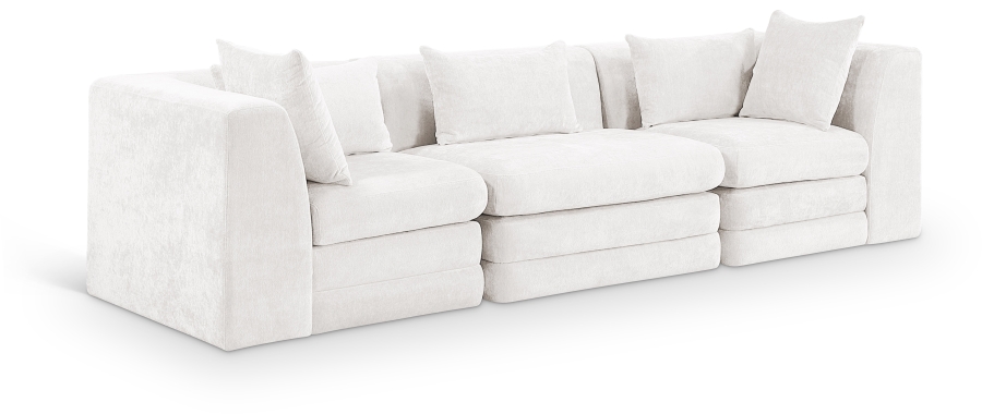 Stellar 114" Chenille Fabric Upholstered 3pc. Modular Sofa