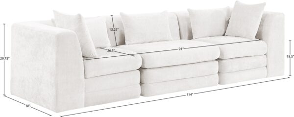 Stellar 114" Chenille Fabric Upholstered 3pc. Modular Sofa