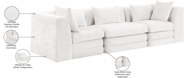 Stellar 114" Chenille Fabric Upholstered 3pc. Modular Sofa