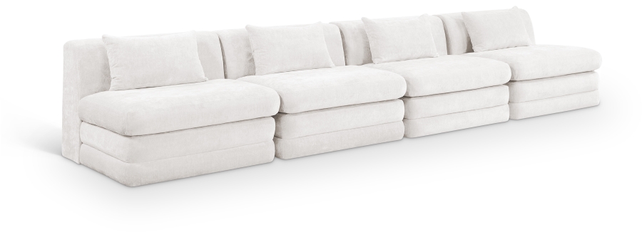 Stellar 152" Chenille Fabric Upholstered 4pc. Modular Sofa
