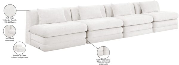 Stellar 152" Chenille Fabric Upholstered 4pc. Modular Sofa