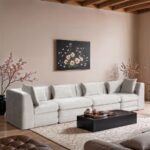 Stellar 152" Chenille Fabric Upholstered 4pc. Modular Sofa