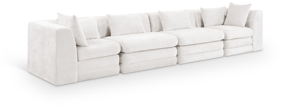 Stellar 152" Chenille Fabric Upholstered 4pc. Modular Sofa