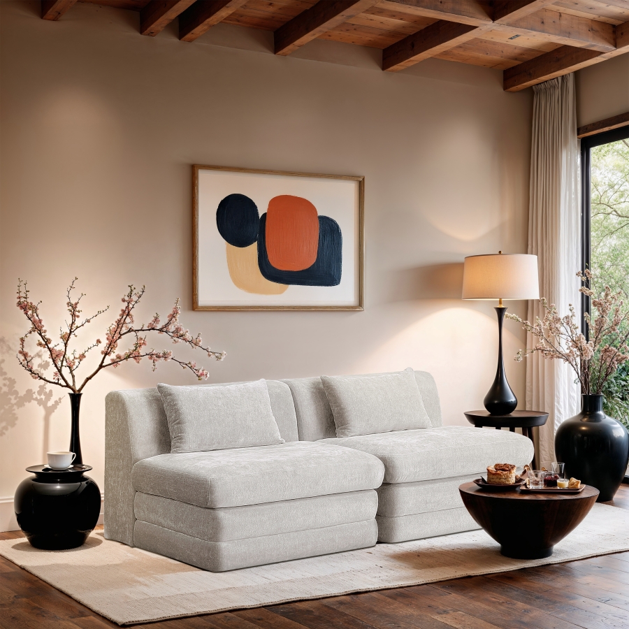 Stellar 76" Chenille Fabric Upholstered 2pc. Modular Loveseat