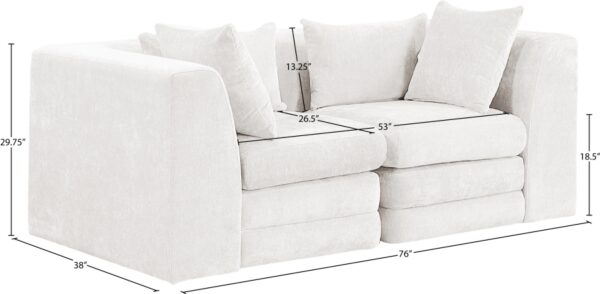 Stellar 76" Chenille Fabric Upholstered 2pc. Modular Loveseat