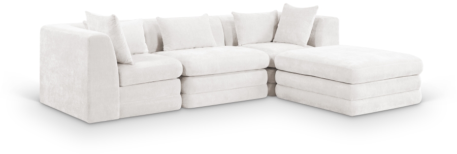 Stellar 114" Chenille Fabric Upholstered 4Pc. Modular Sectional