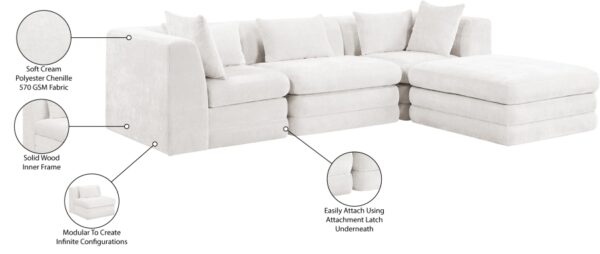 Stellar 114" Chenille Fabric Upholstered 4Pc. Modular Sectional