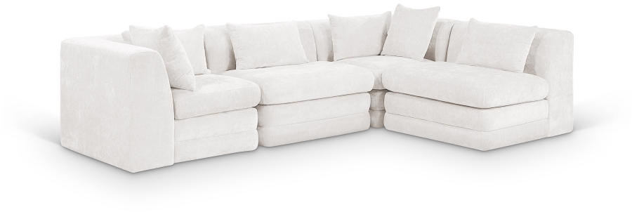 Stellar 114" Chenille Fabric Upholstered 4Pc. Modular Sectional