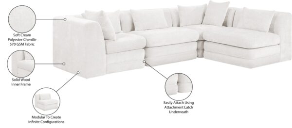 Stellar 114" Chenille Fabric Upholstered 4Pc. Modular Sectional