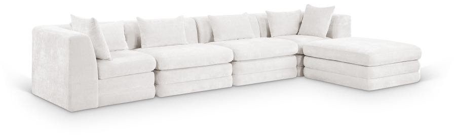 Stellar 152" Chenille Fabric Upholstered 5Pc. Modular Sectional