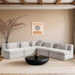 Stellar 114" Chenille Fabric Upholstered 5Pc. Modular Sectional