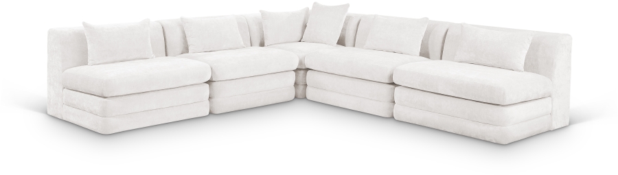 Stellar 114" Chenille Fabric Upholstered 5Pc. Modular Sectional