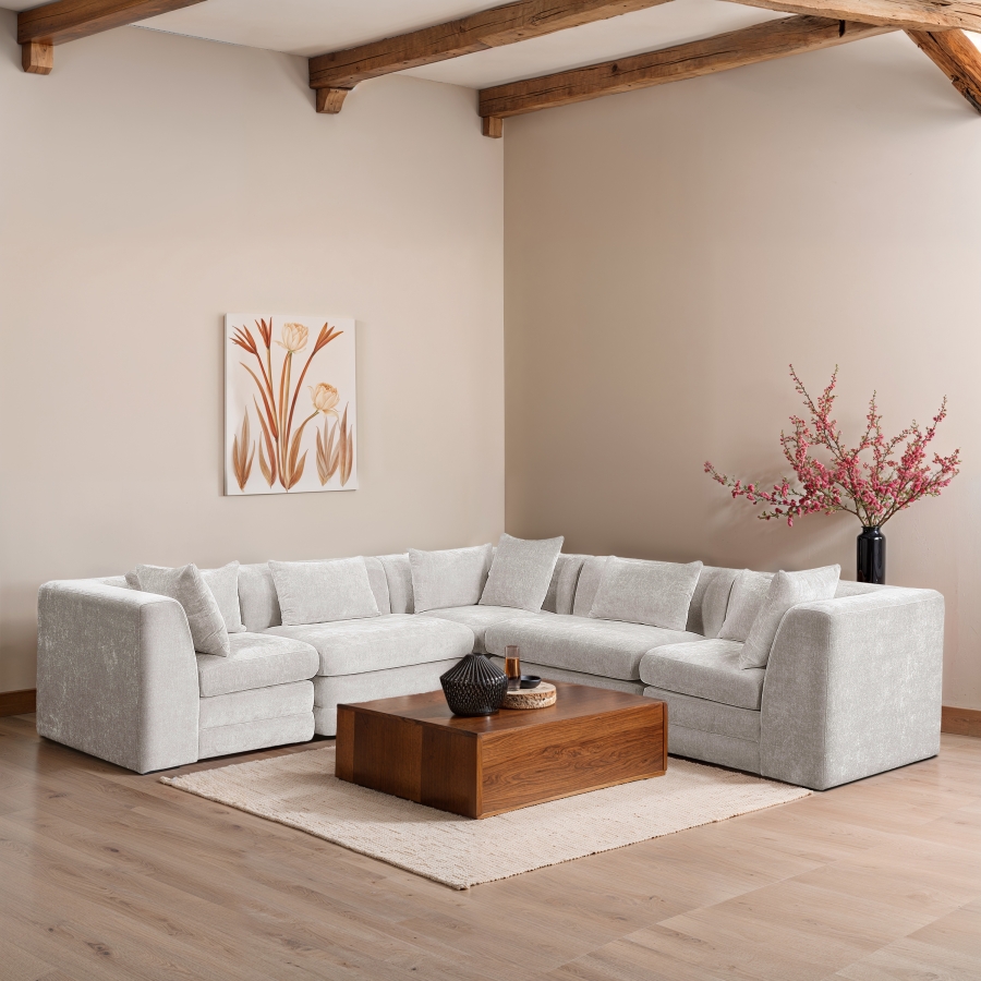 Stellar 114" Chenille Fabric Upholstered 5Pc. Modular Sectional