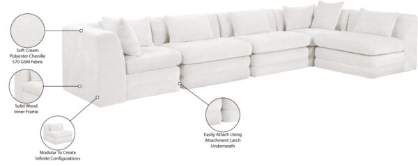 Stellar 152" Chenille Fabric Upholstered 5Pc. Modular Sectional