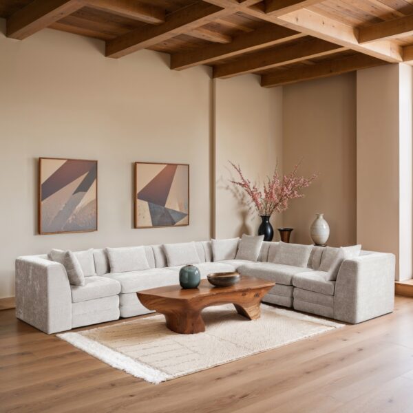 Stellar 152" Chenille Fabric Upholstered 6Pc. Modular Sectional