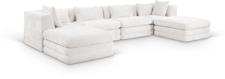 Stellar 152" Chenille Fabric Upholstered 6Pc. Modular Sectional