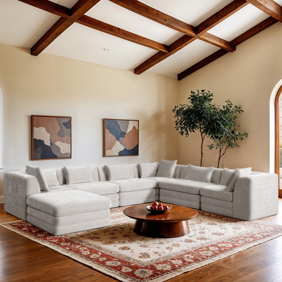Stellar 152" Chenille Fabric Upholstered 7Pc. Modular Sectional
