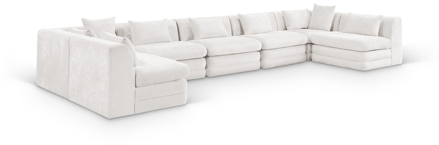 Stellar 190" Chenille Fabric Upholstered 7Pc. Modular Sectional