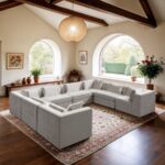 Stellar 152" Chenille Fabric Upholstered 8Pc. Modular Sectional