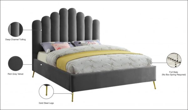 Lily Velvet Upholstered Bed