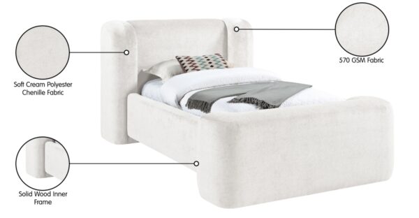 Modena Chenille Fabric Upholstered Twin Bed