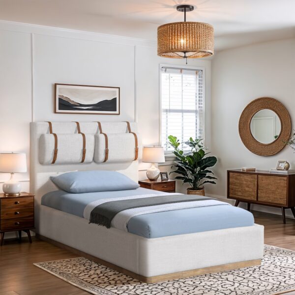 Bennet Linen Textured Fabric Upholstered Twin Bed