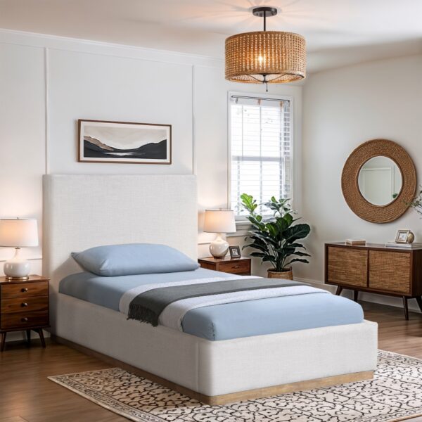 Bennet Linen Textured Fabric Upholstered Twin Bed
