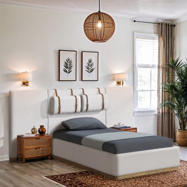 Bennet Linen Textured Fabric Upholstered Bed