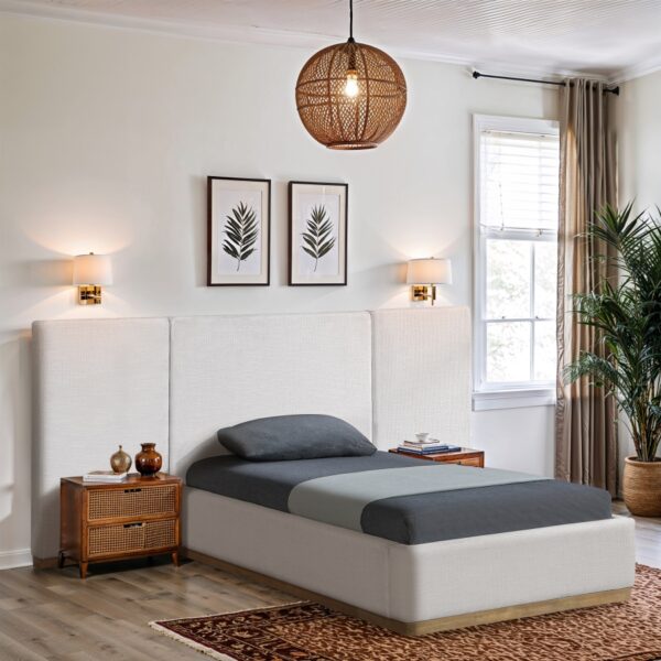 Bennet Linen Textured Fabric Upholstered Twin Bed