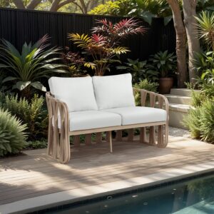 San Pietro 60.5" Resilient Waterproof Fabric Upholstered Outdoor Patio Loveseat