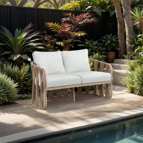 San Pietro 60.5" Resilient Waterproof Fabric Upholstered Outdoor Patio Loveseat