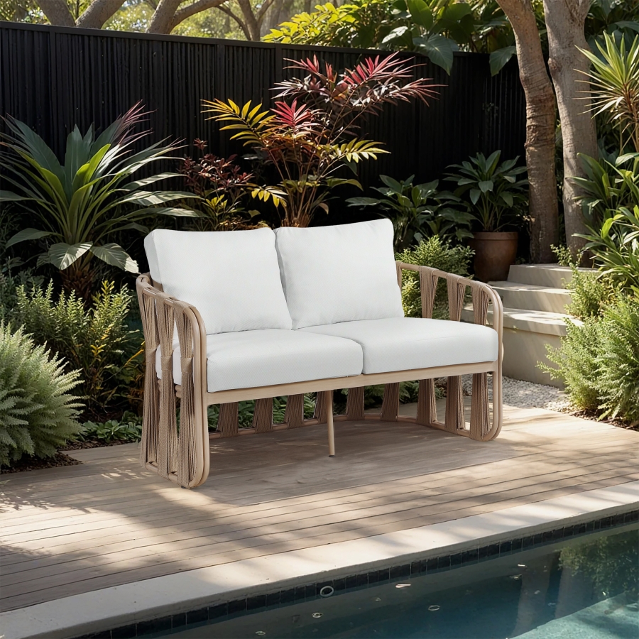 San Pietro 60.5" Resilient Waterproof Fabric Upholstered Outdoor Patio Loveseat