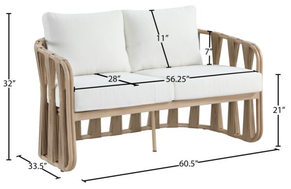 San Pietro 60.5" Resilient Waterproof Fabric Upholstered Outdoor Patio Loveseat