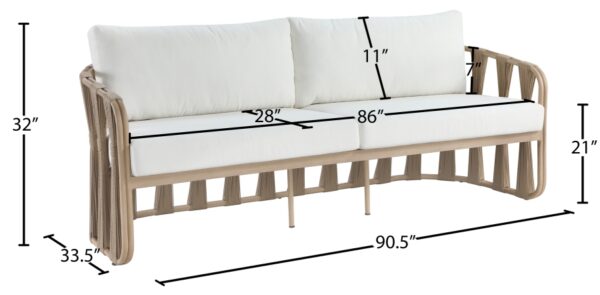 San Pietro 90.5" Resilient Waterproof Fabric Upholstered Outdoor Patio Sofa