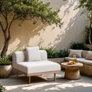 Laguna Resilient Water Resistant Fabric Upholstered Outdoor Patio Modular Armless Chair